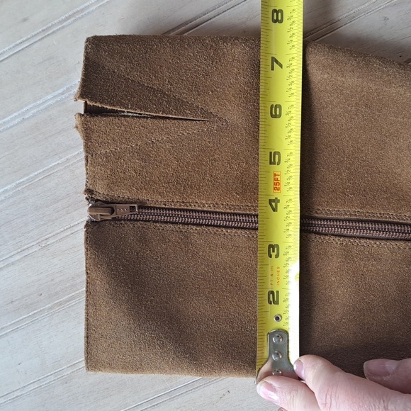 Chadwicks Vintage Suede Leather Knee-High Block Heel Camel Zip Short Heel Boots - Picture 14 of 16